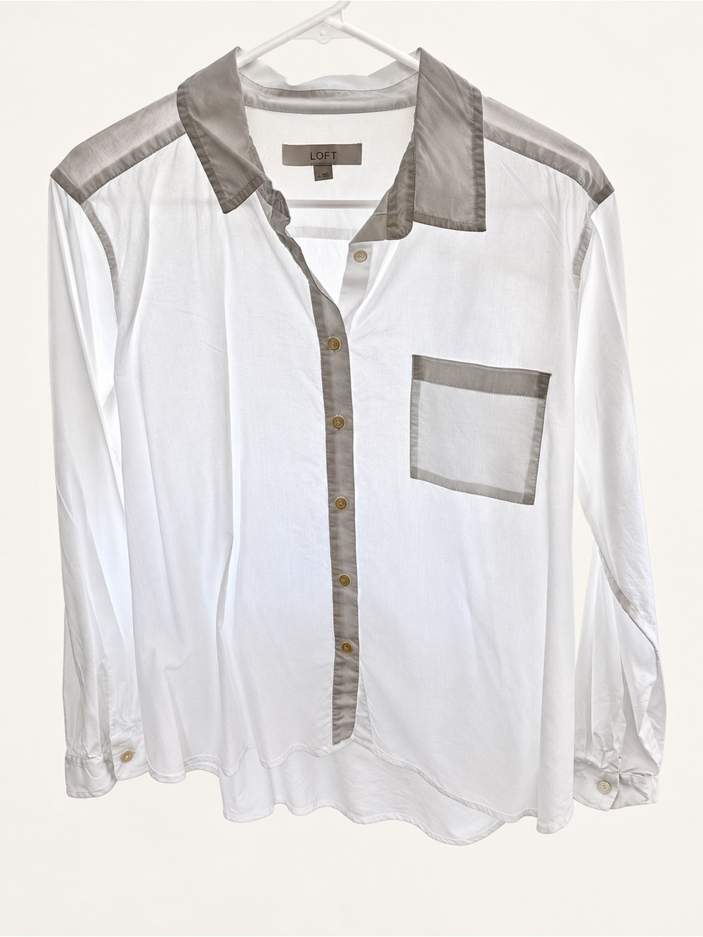 LOFT White Button-Front Shirt - Size L - Never Worn